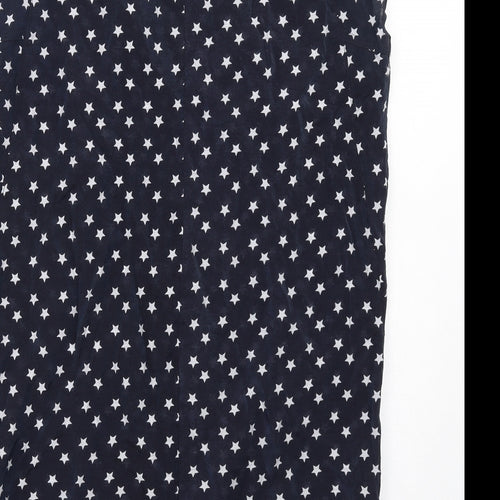 VERO MODA Womens Blue Geometric Cotton A-Line Size M Round Neck Button - Star Print