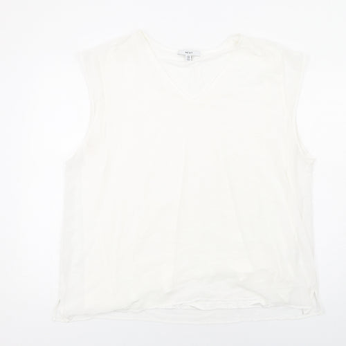 NEXT Womens White Viscose Basic Blouse Size 20 Round Neck
