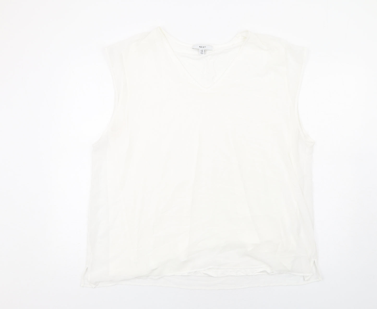 NEXT Womens White Viscose Basic Blouse Size 20 Round Neck