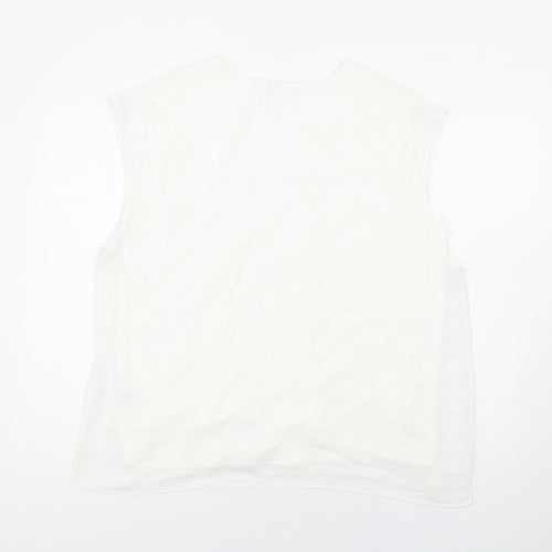 NEXT Womens White Viscose Basic Blouse Size 20 Round Neck
