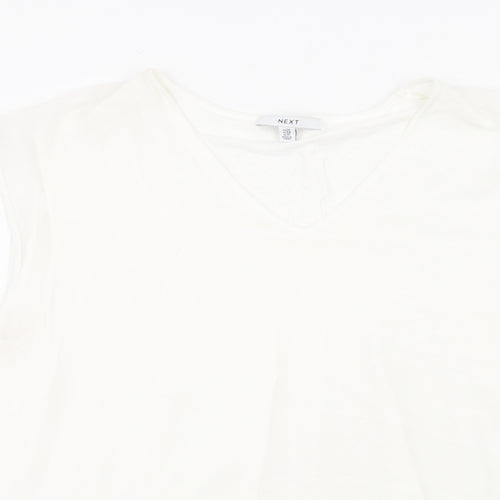 NEXT Womens White Viscose Basic Blouse Size 20 Round Neck
