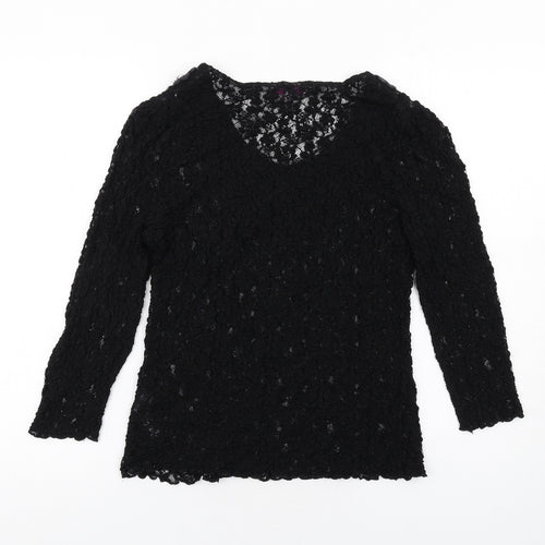 Per Una Womens Black Viscose Basic T-Shirt Size 14 Scoop Neck