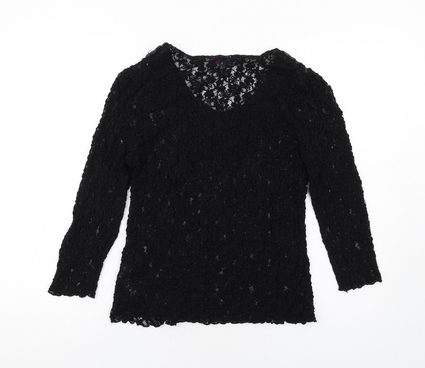 Per Una Womens Black Viscose Basic T-Shirt Size 14 Scoop Neck