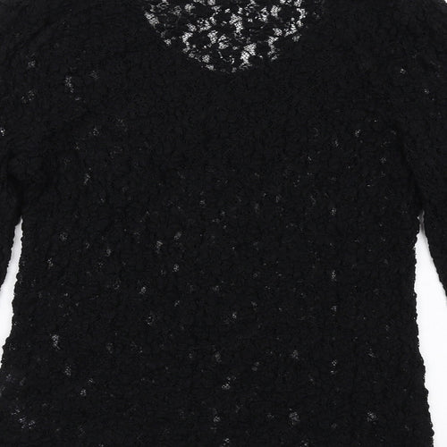 Per Una Womens Black Viscose Basic T-Shirt Size 14 Scoop Neck