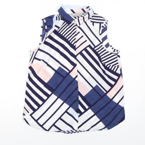 Dorothy Perkins Womens Multicoloured Geometric Polyester Basic Button-Up Size 8 Collared