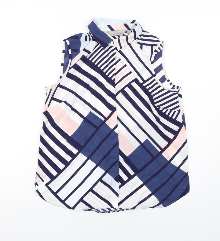 Dorothy Perkins Womens Multicoloured Geometric Polyester Basic Button-Up Size 8 Collared
