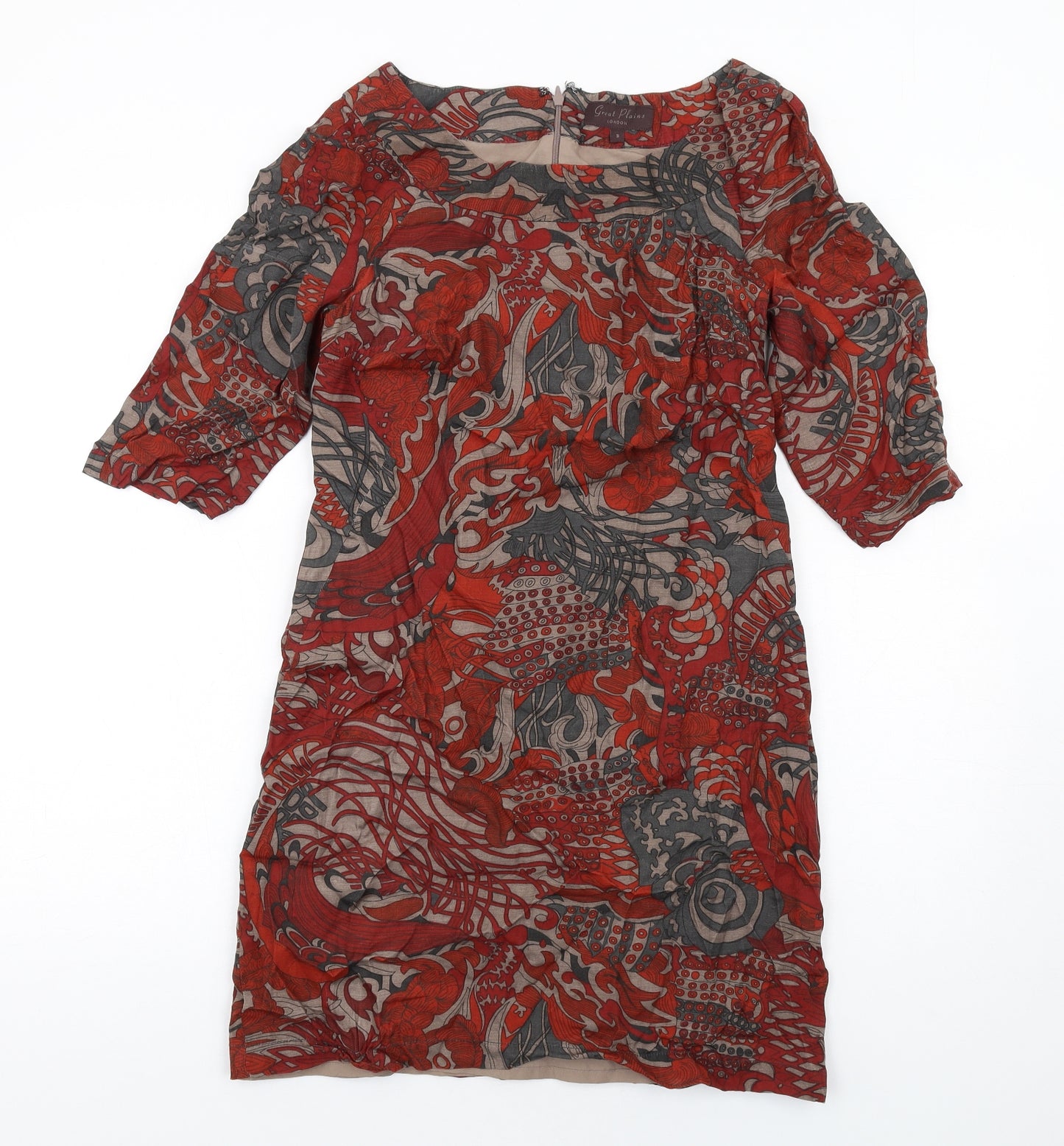 Great Plains Womens Multicoloured Geometric Viscose A-Line Size S Scoop Neck Zip