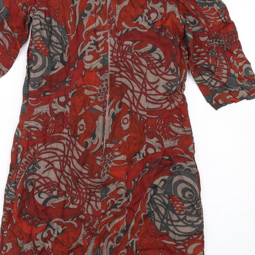 Great Plains Womens Multicoloured Geometric Viscose A-Line Size S Scoop Neck Zip