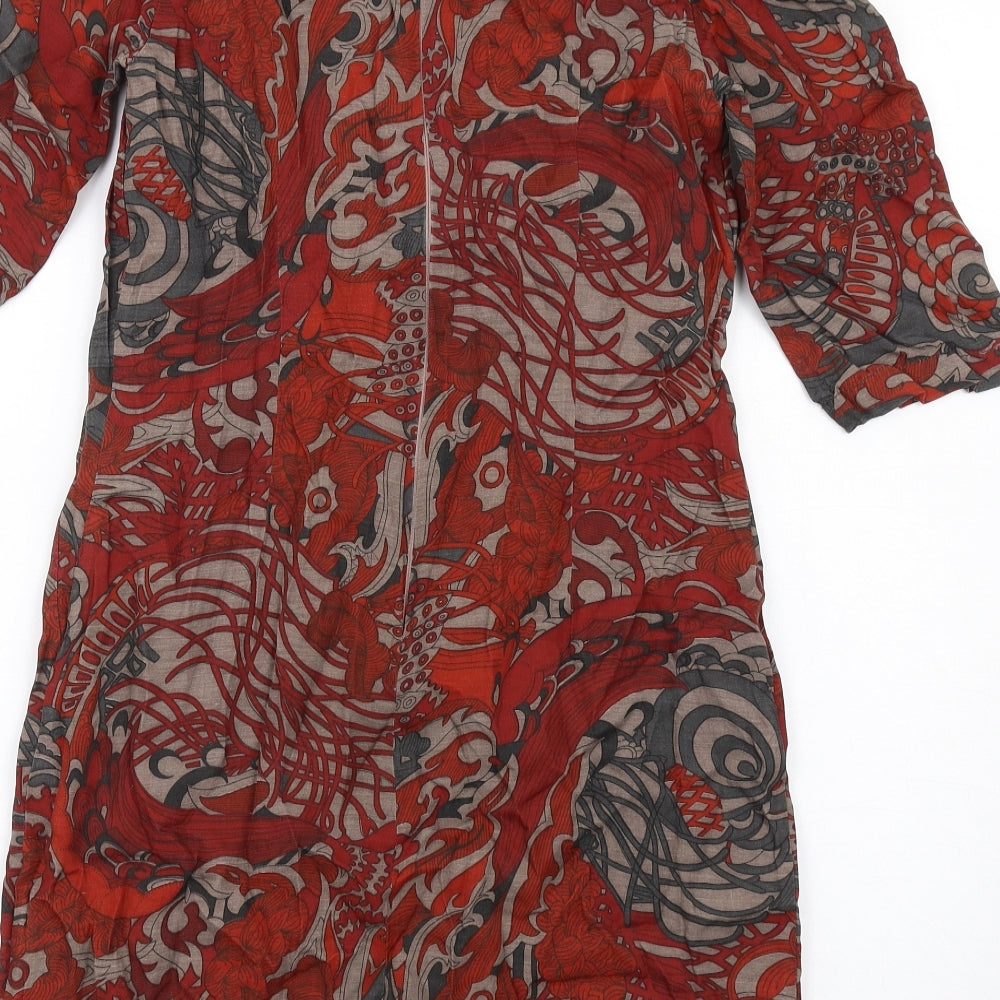 Great Plains Womens Multicoloured Geometric Viscose A-Line Size S Scoop Neck Zip