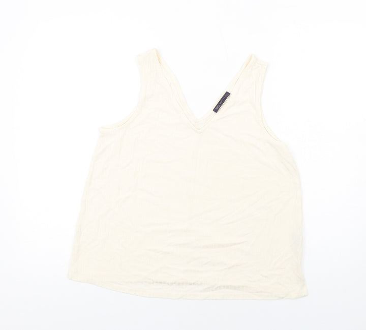 Marks and Spencer Womens Ivory Viscose Basic Tank Size 14 V-Neck