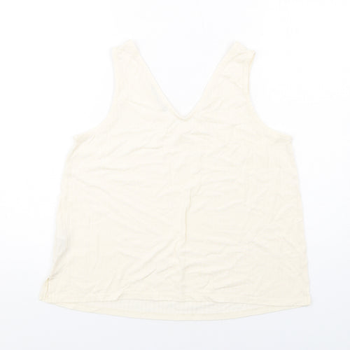 Marks and Spencer Womens Ivory Viscose Basic Tank Size 14 V-Neck