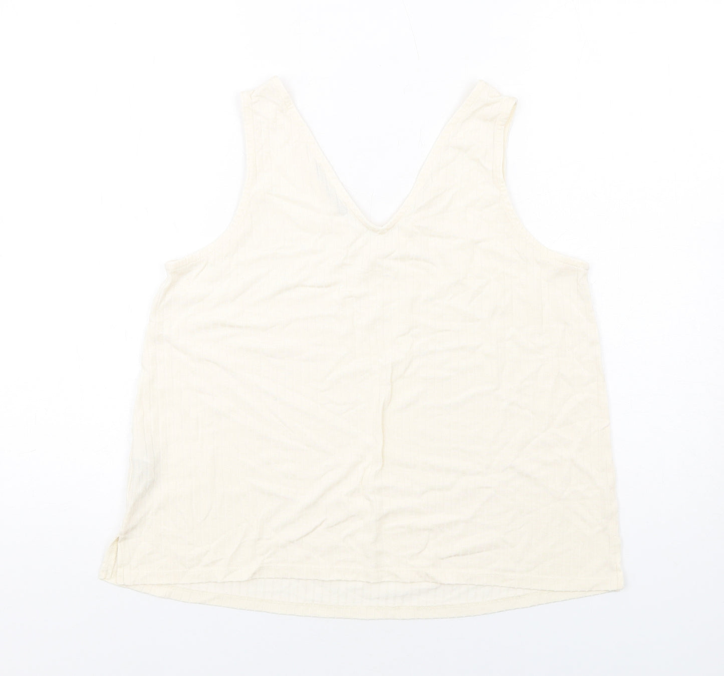 Marks and Spencer Womens Ivory Viscose Basic Tank Size 14 V-Neck