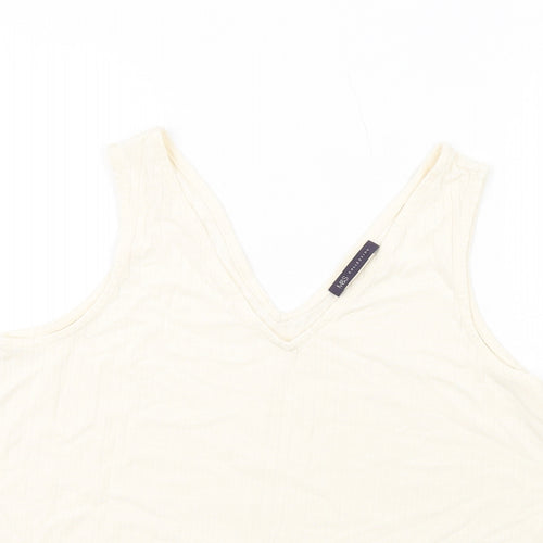Marks and Spencer Womens Ivory Viscose Basic Tank Size 14 V-Neck
