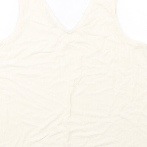 Marks and Spencer Womens Ivory Viscose Basic Tank Size 14 V-Neck