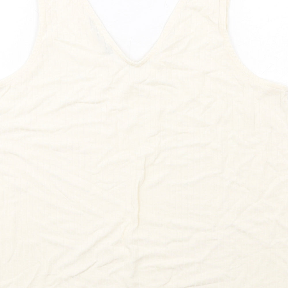 Marks and Spencer Womens Ivory Viscose Basic Tank Size 14 V-Neck