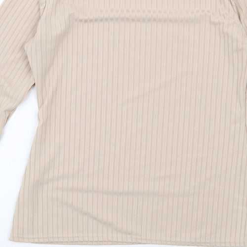 PRETTYLITTLETHING Womens Beige Polyester Basic T-Shirt Size 10 Round Neck
