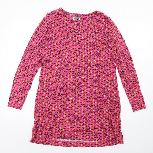 Mistral Womens Pink Geometric Cotton A-Line Size 10 Round Neck Pullover