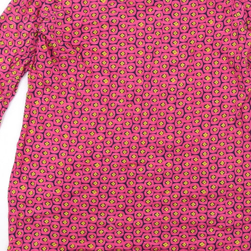 Mistral Womens Pink Geometric Cotton A-Line Size 10 Round Neck Pullover