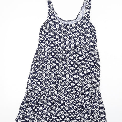 NEXT Womens Blue Geometric Viscose Tank Dress Size 6 Scoop Neck Pullover
