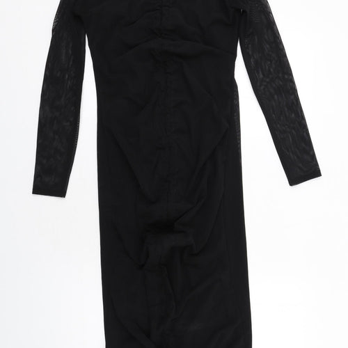 PRETTYLITTLETHING Womens Black Polyester Bodycon Size 12 Off the Shoulder Pullover