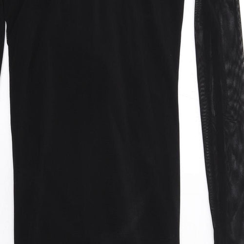 PRETTYLITTLETHING Womens Black Polyester Bodycon Size 12 Off the Shoulder Pullover