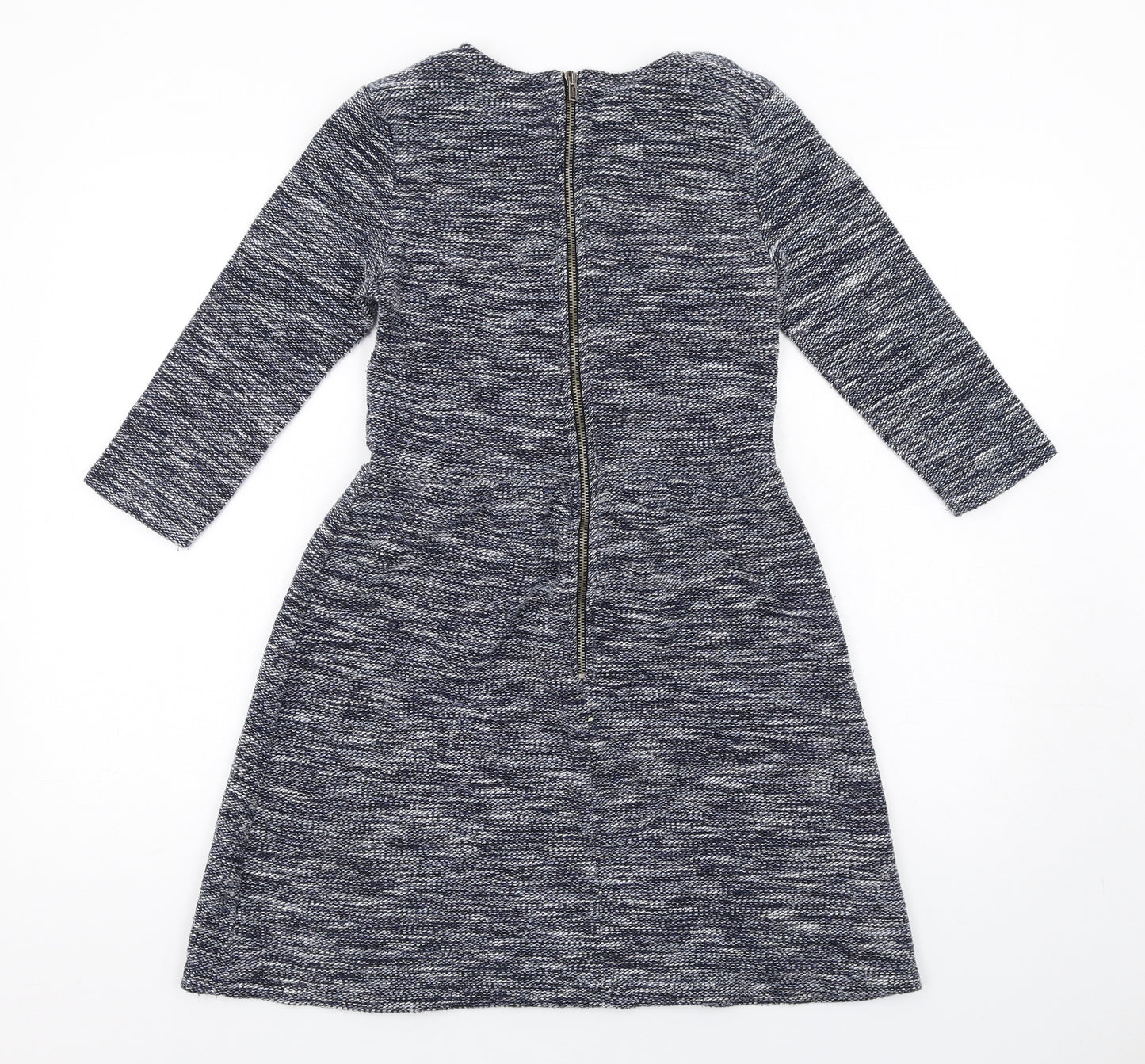 Topshop Womens Blue Cotton Fit & Flare Size 10 Round Neck Zip