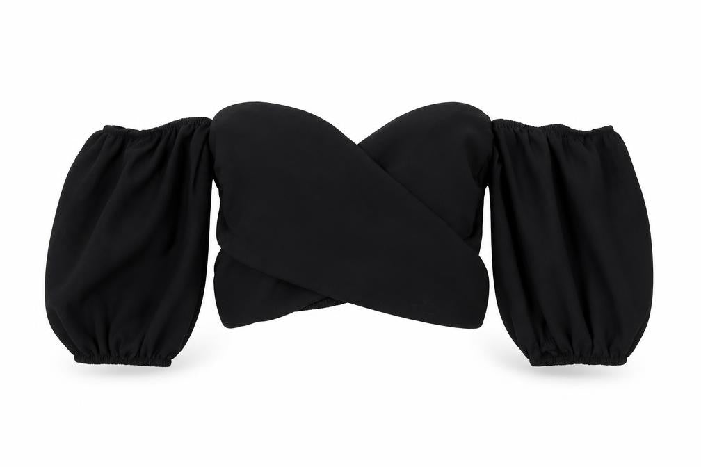 Boohoo Womens Black Polyester Cropped T-Shirt Size 10 Off the Shoulder