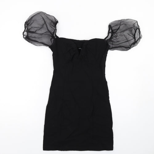 New Look Womens Black Viscose Mini Size 10 V-Neck Zip