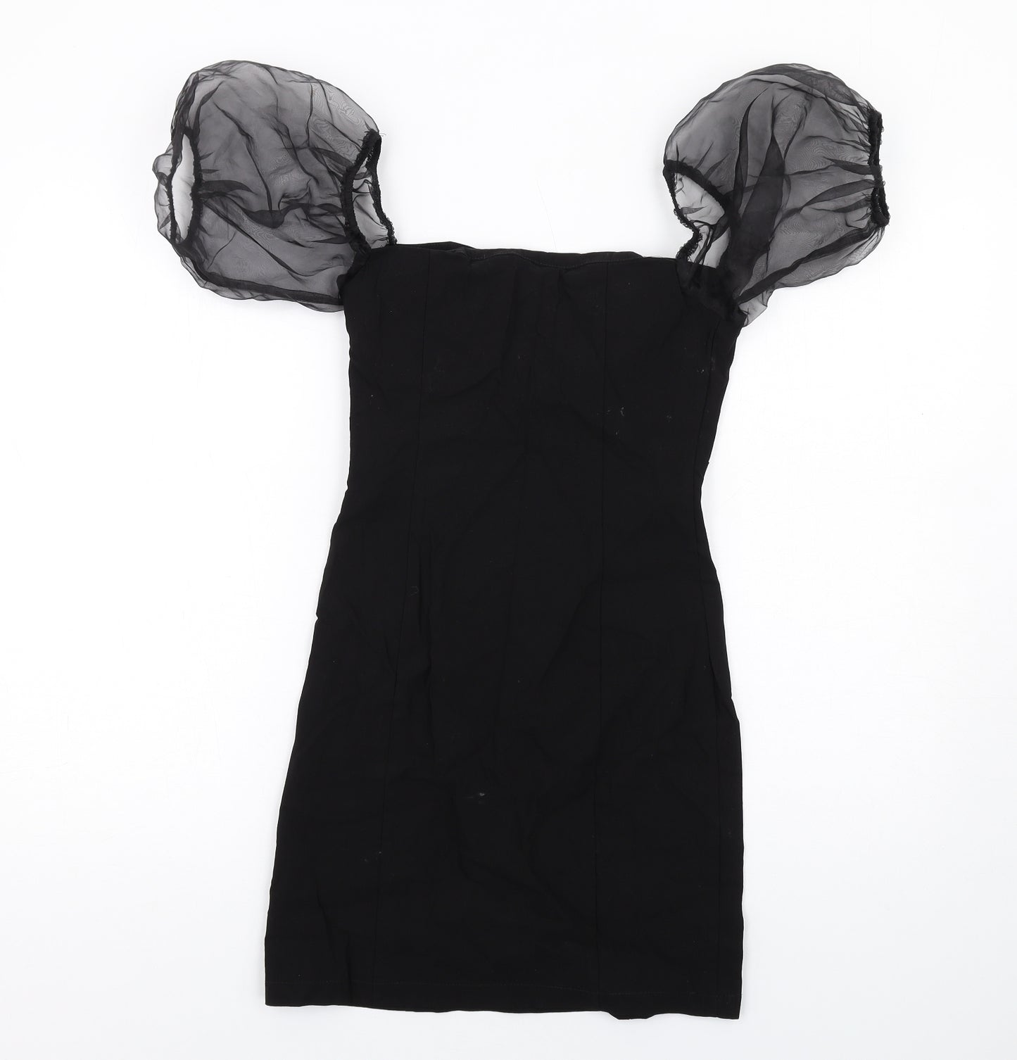 New Look Womens Black Viscose Mini Size 10 V-Neck Zip