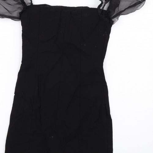 New Look Womens Black Viscose Mini Size 10 V-Neck Zip