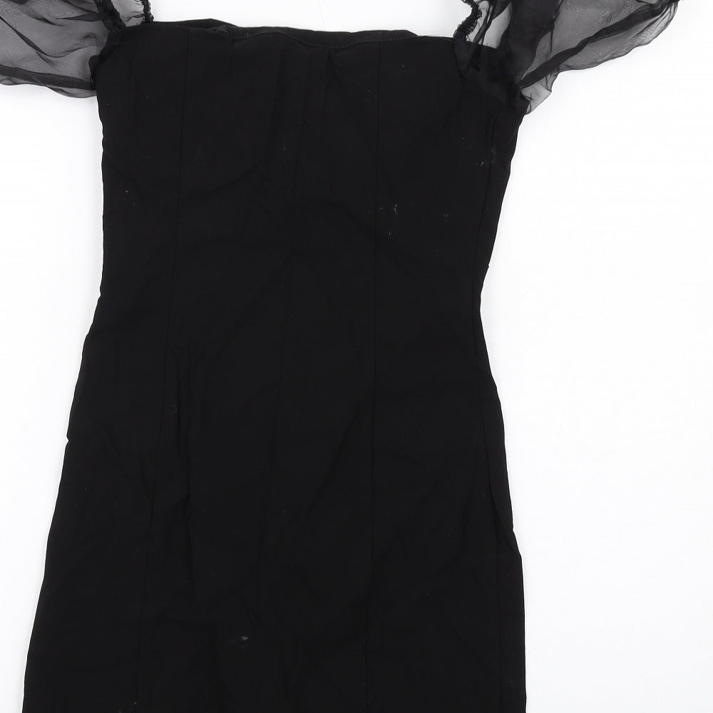 New Look Womens Black Viscose Mini Size 10 V-Neck Zip