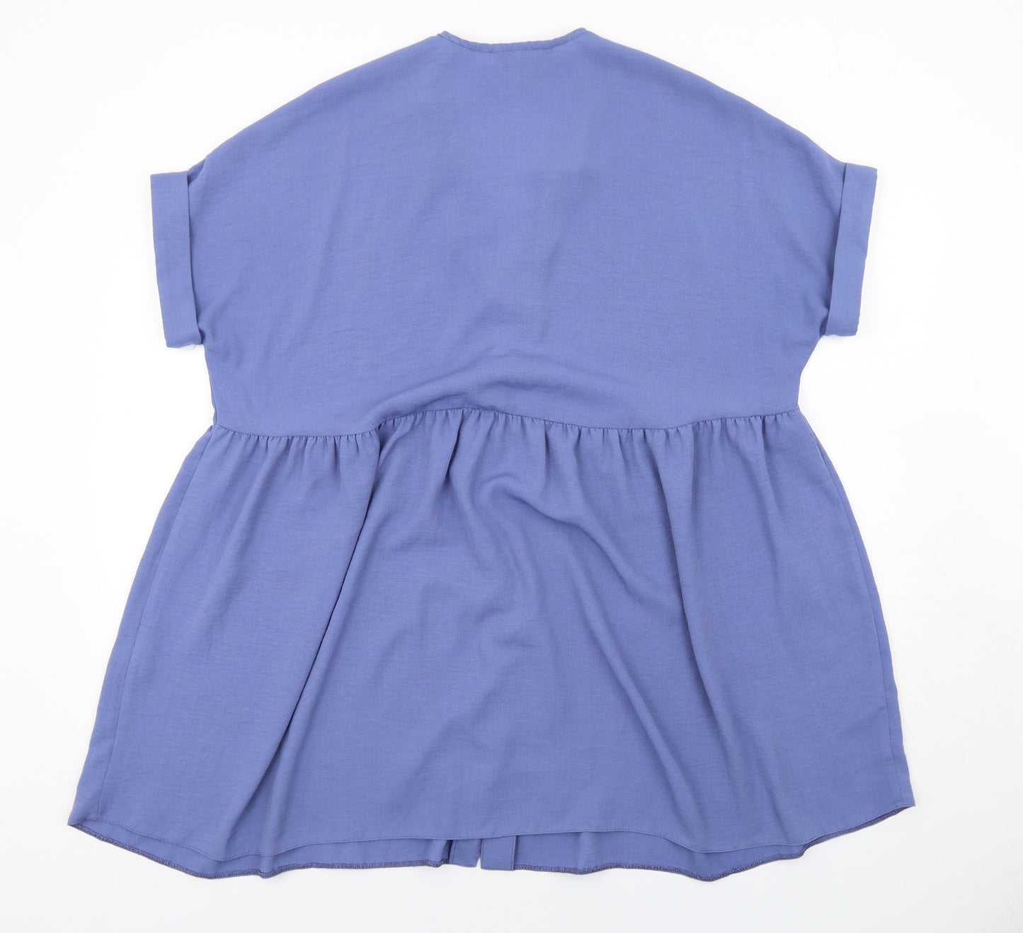 New Look Womens Blue Polyester Fit & Flare Size 12 V-Neck Button
