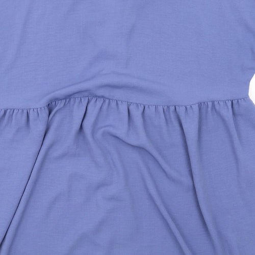 New Look Womens Blue Polyester Fit & Flare Size 12 V-Neck Button