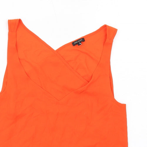 River Island Womens Orange Polyester Basic Tank Size 10 V-Neck