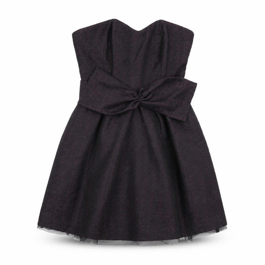 Front view of Next women’s black polyester ball gown, size UK 6, sweetheart zip