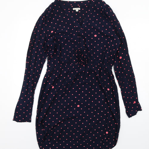 Gap Womens Blue Polka Dot Viscose A-Line Size M V-Neck Pullover