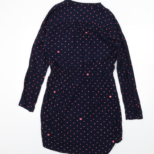 Gap Womens Blue Polka Dot Viscose A-Line Size M V-Neck Pullover