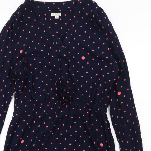 Gap Womens Blue Polka Dot Viscose A-Line Size M V-Neck Pullover
