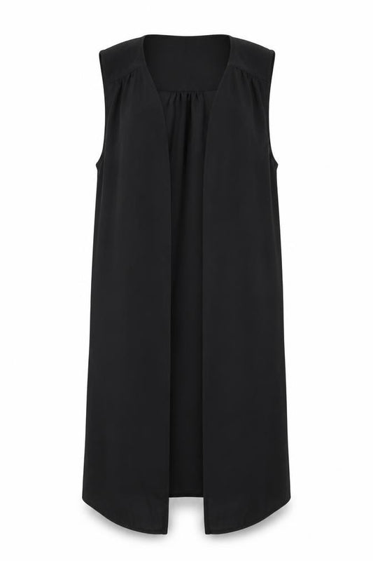 Front view of Select women’s black polyester kimono t-shirt, size UK 8, v-neck