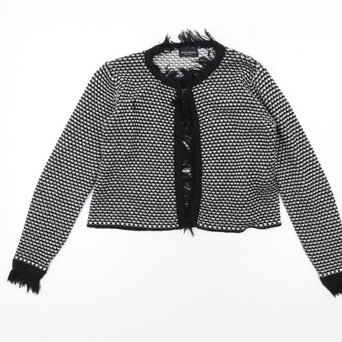 James Lakeland Womens Black Geometric Jacket Size 14 Hook & Eye