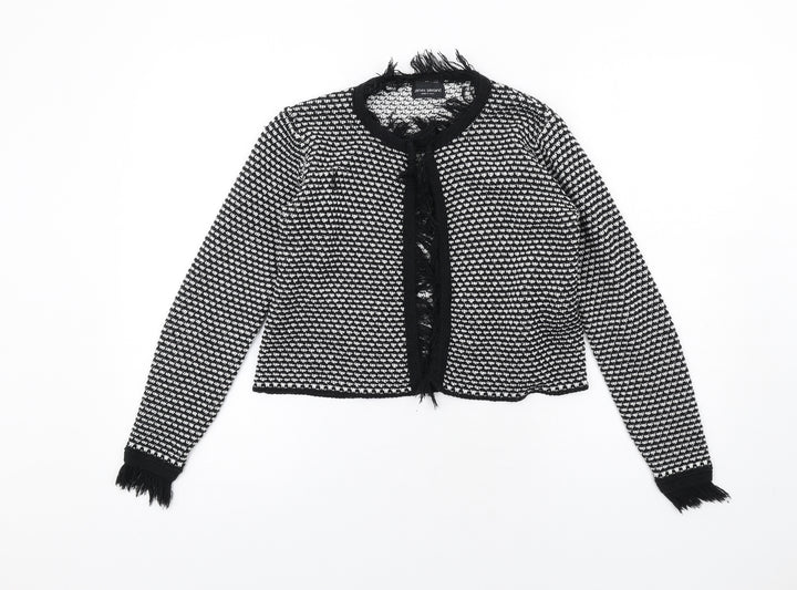 James Lakeland Womens Black Geometric Jacket Size 14 Hook & Eye
