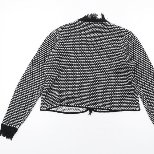 James Lakeland Womens Black Geometric Jacket Size 14 Hook & Eye