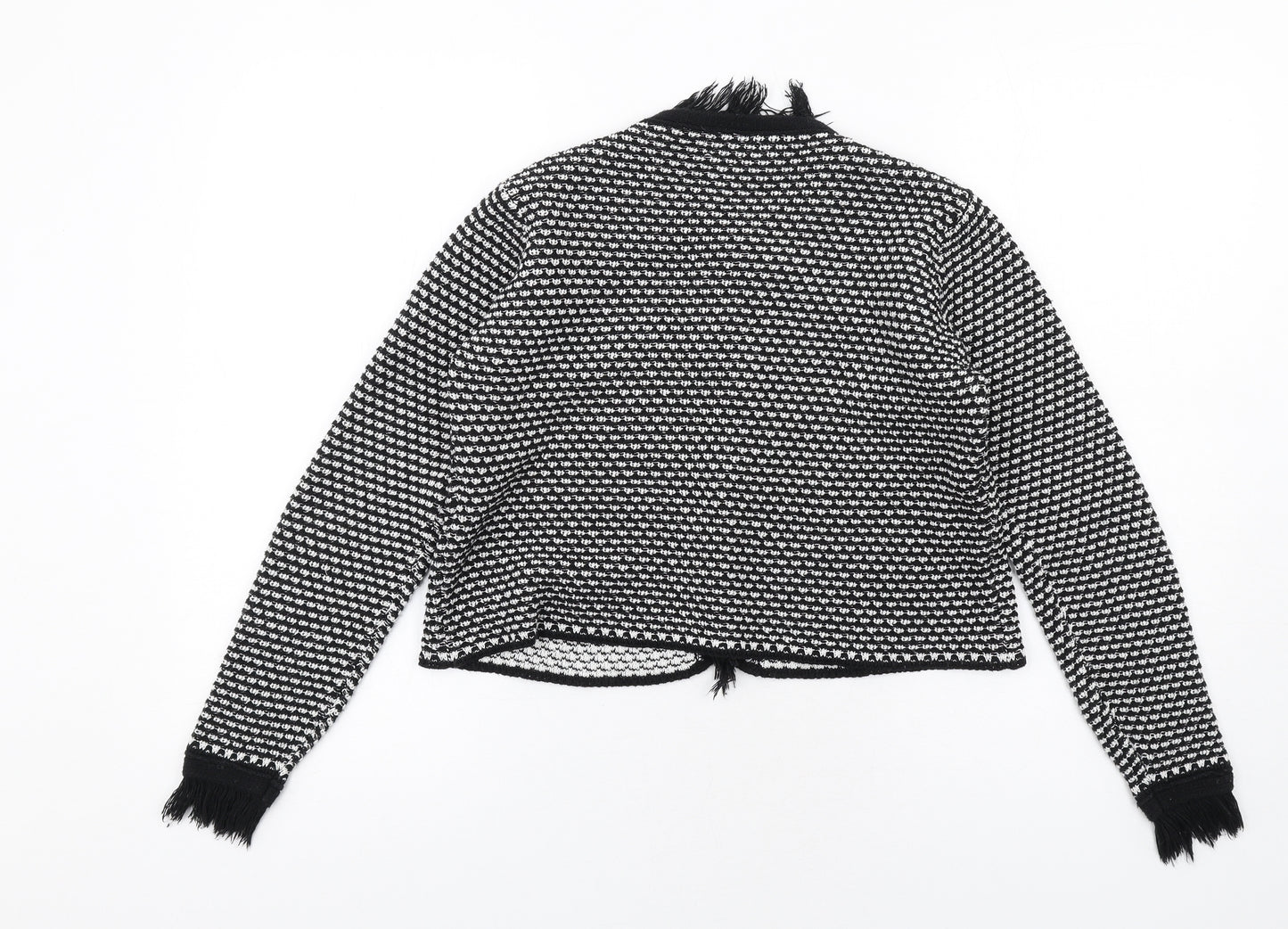 James Lakeland Womens Black Geometric Jacket Size 14 Hook & Eye