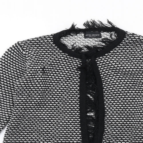 James Lakeland Womens Black Geometric Jacket Size 14 Hook & Eye