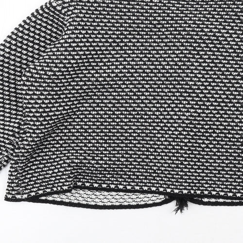 James Lakeland Womens Black Geometric Jacket Size 14 Hook & Eye