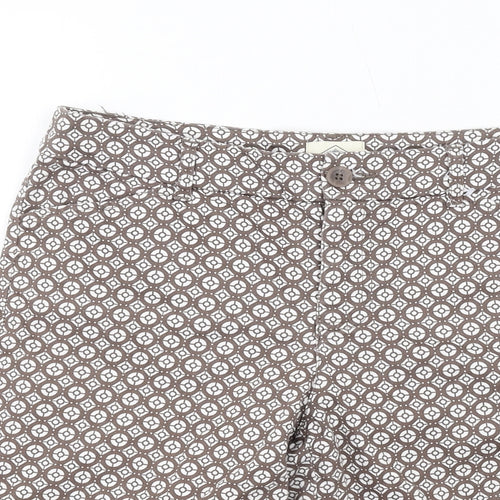 St. John's Bay Womens Brown Geometric Cotton Bermuda Shorts Size 8 L11 in Regular Zip