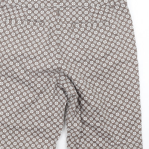 St. John's Bay Womens Brown Geometric Cotton Bermuda Shorts Size 8 L11 in Regular Zip