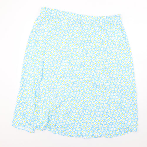 Marks and Spencer Womens Blue Floral Viscose A-Line Skirt Size 24