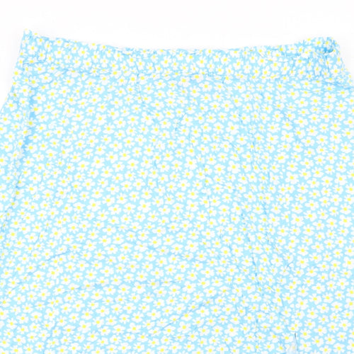Marks and Spencer Womens Blue Floral Viscose A-Line Skirt Size 24