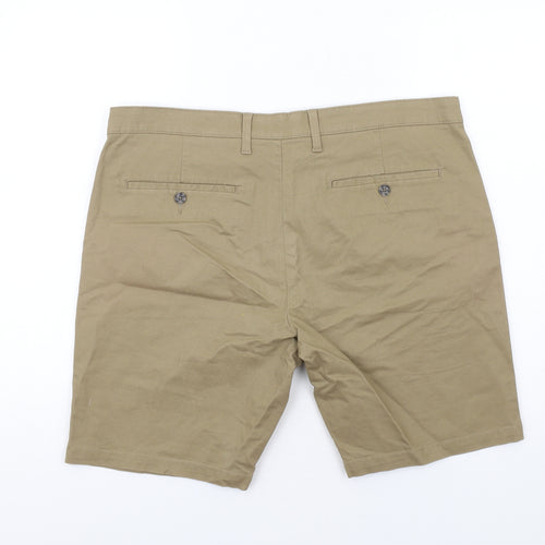 Marks and Spencer Mens Brown Cotton Bermuda Shorts Size 38 in L10 in Regular Zip